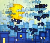 Salman Farooqi, 30 x 36 Inch, Acrylic on Canvas, Cityscape Painting, AC-SF-609